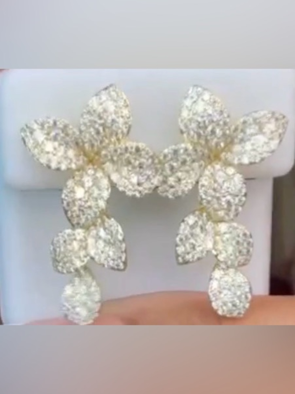Crystal Floral Drop Earrings - Gold Tone